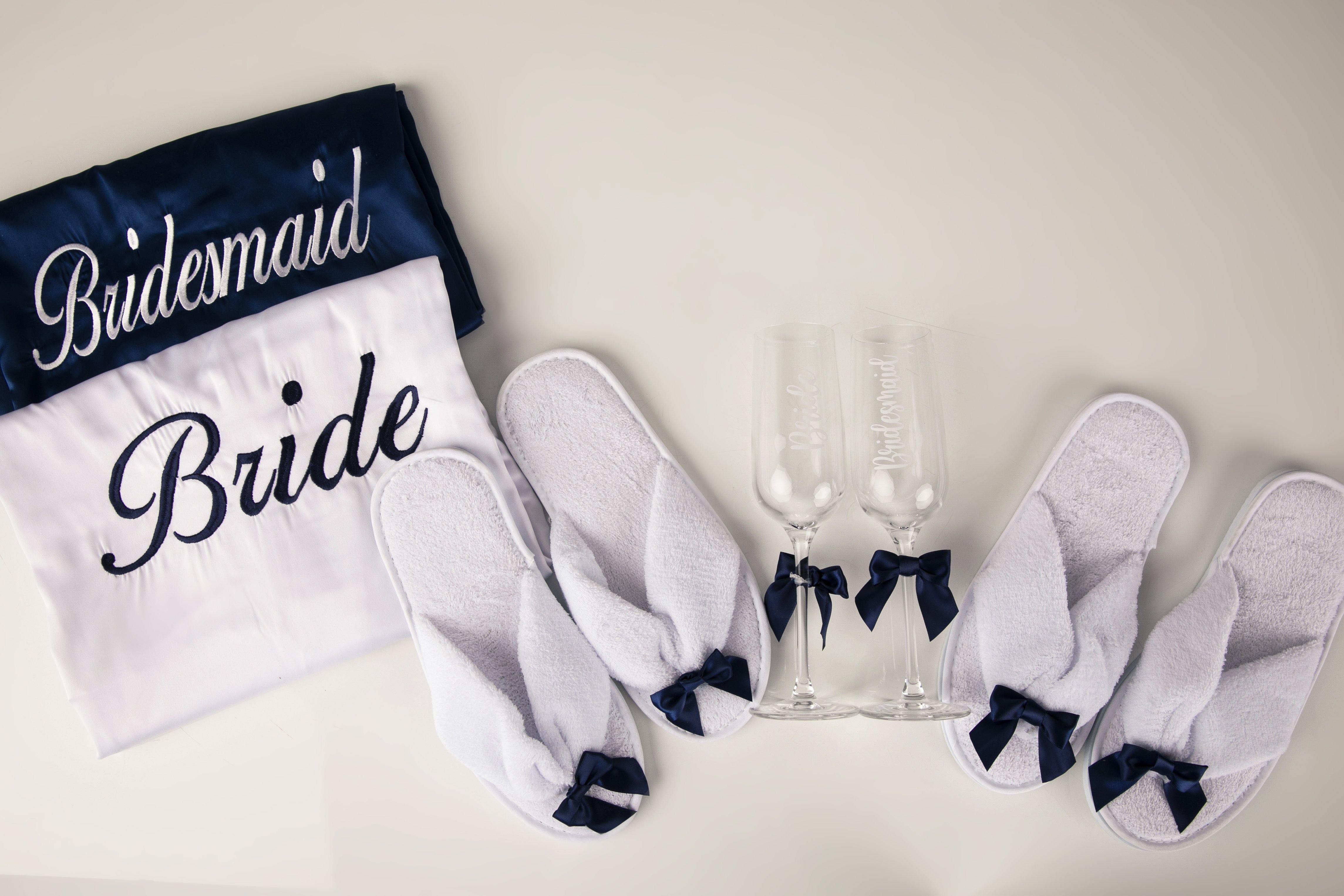 navy and white personalised bridal robes-Ireland-Robes4you