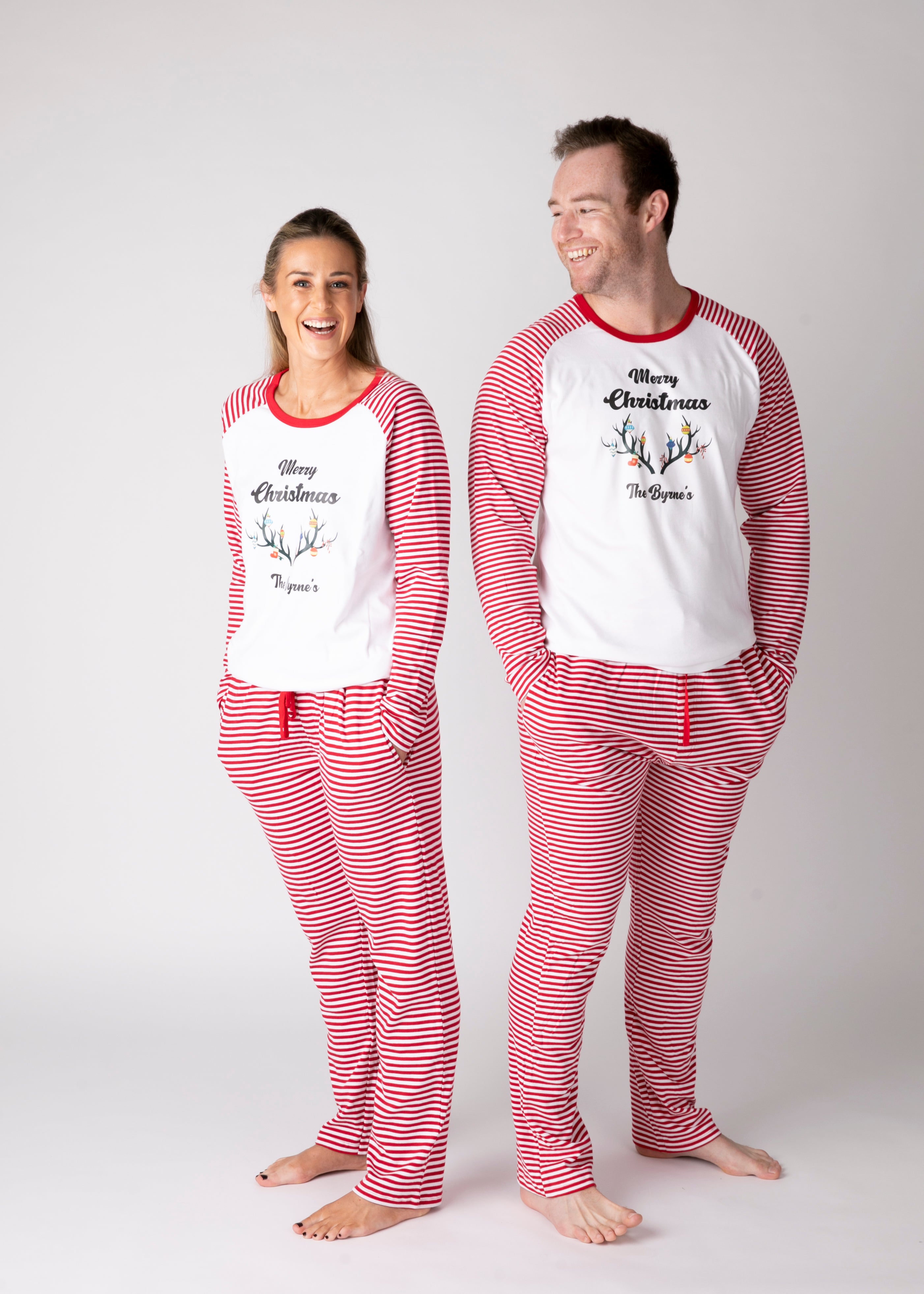 Christmas pyjamas family  - Red and white striped cotton pjs from