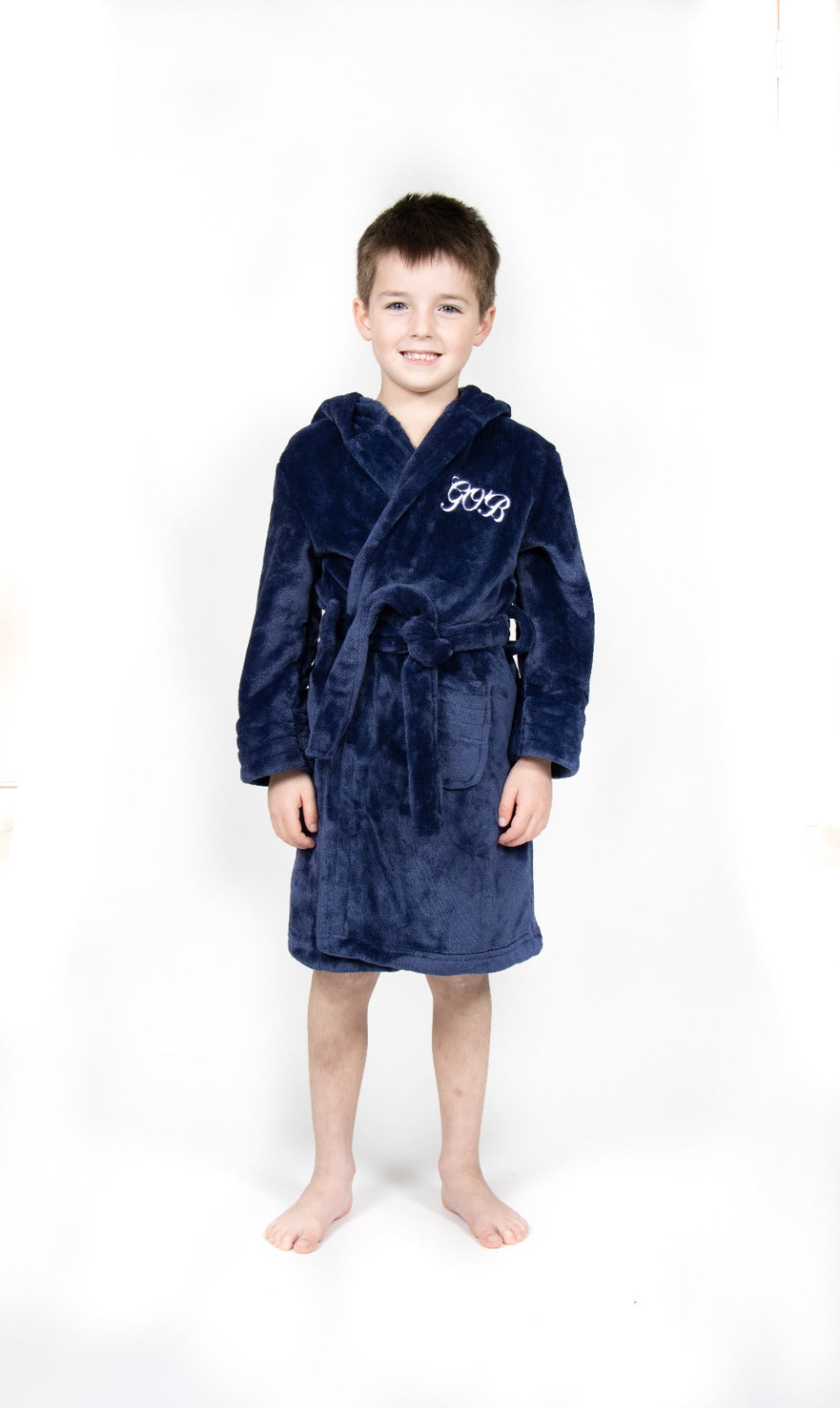 Children's Personalised Navy Hooded Robe