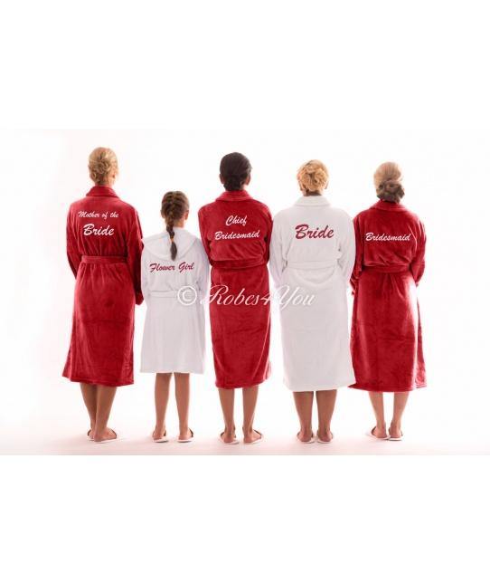 Luxury Red & White Fluffy Bridal Robes - Robes 4 You