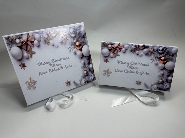 Christmas Personalised Silver Baubles theme gift boxes