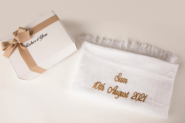 Personalised White Christening Shawl