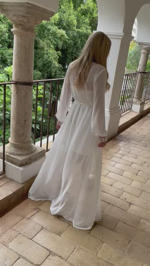 Long white bridal robe- robes4you