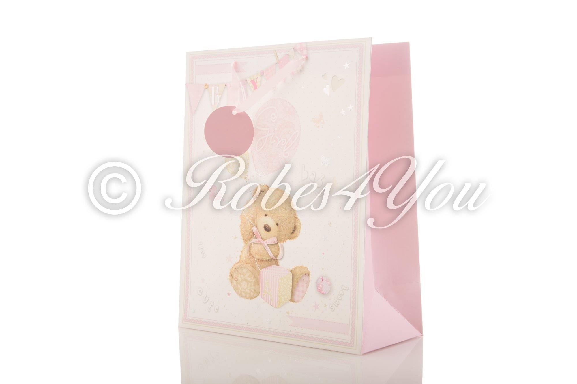 Personalised Pink bunny with pink gift bag - Robes 4 You