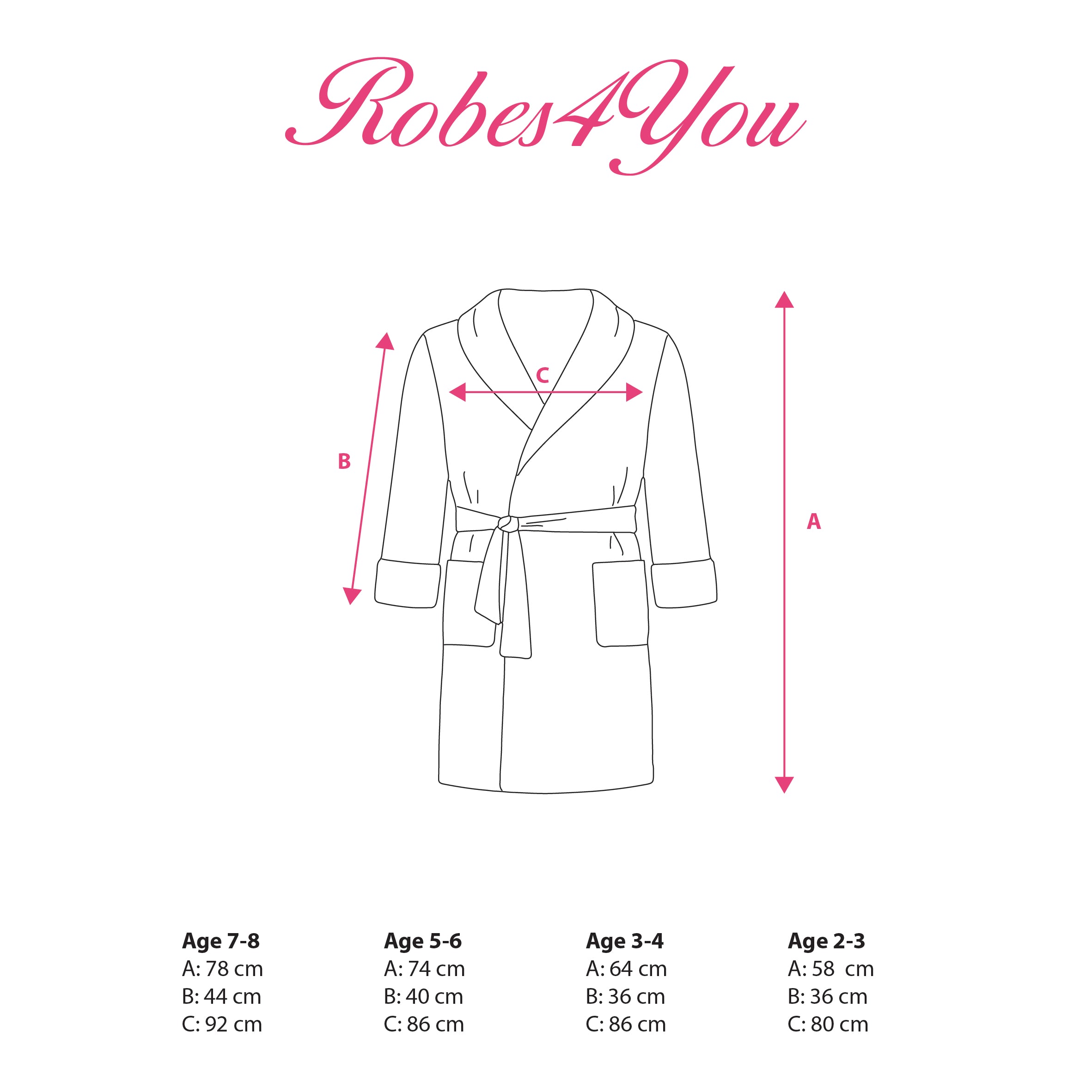 Children's robe sizing -robes4you