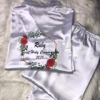 Personalised Communion Pyjamas with wreath - Robes 4 You