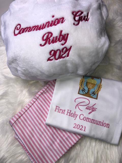 Communion Set-Personalised Fluffy Robe and Cotton Pyjamas with chalic - Robes 4 You