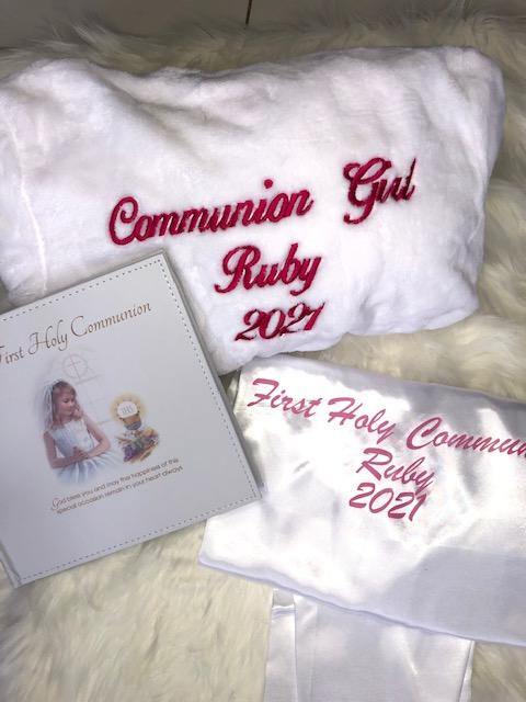 Fluffy Communion Set - Fluffy robe and Satin Pjs & photo Album - Robes 4 You
