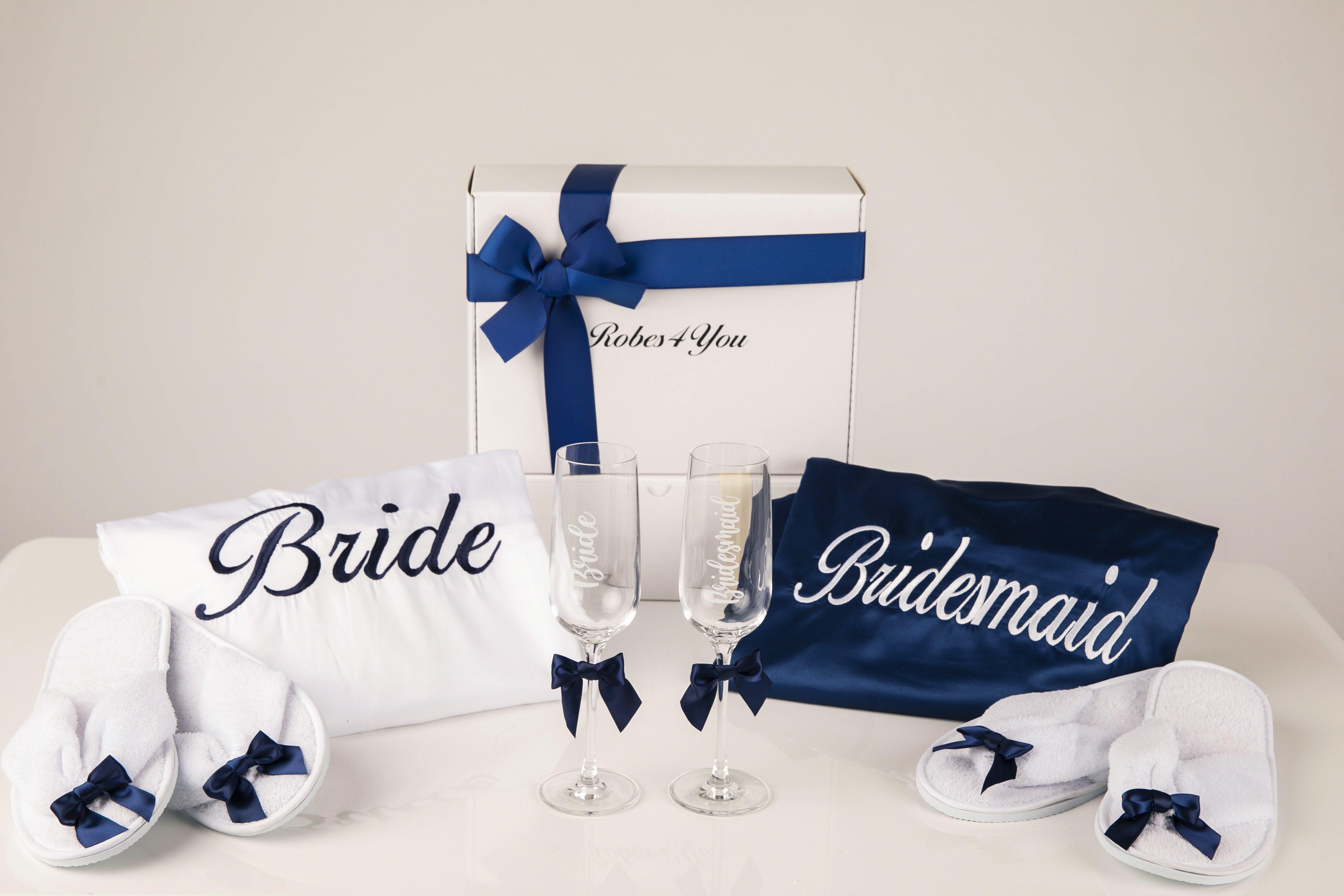 Navy and white personalised bridal robes-Ireland-Robes4you