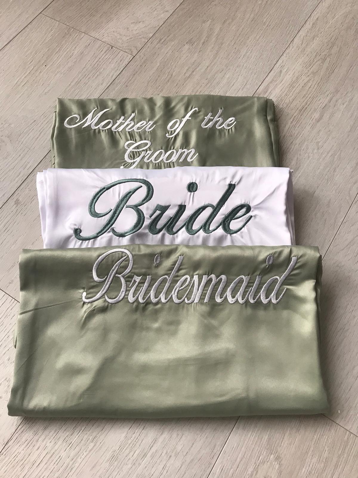 Personalised sage green bridal robes- Ireland -Robes4you 