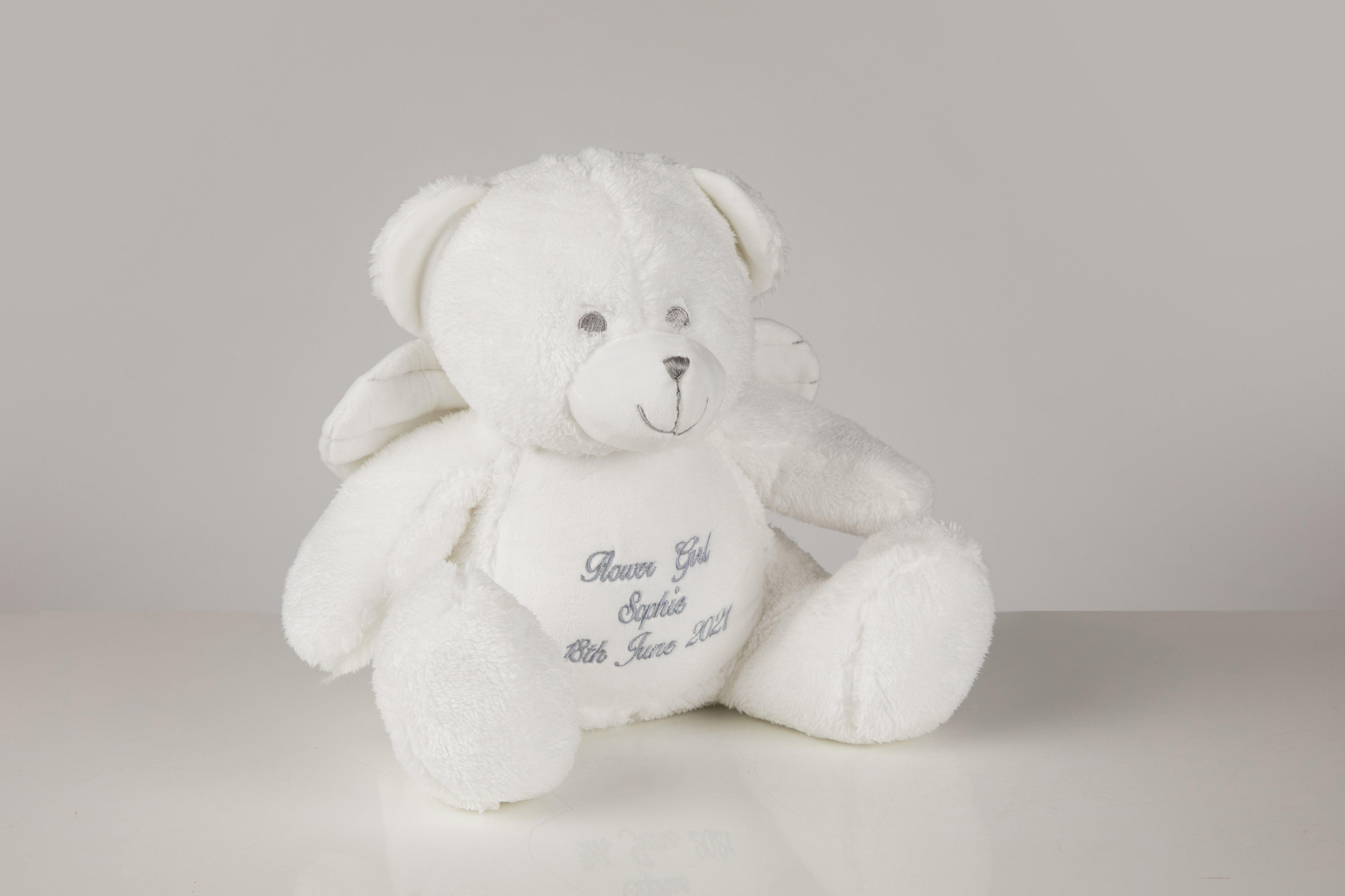 Personalised angel teddy in personalised bag for the flower girl - Robes 4 You