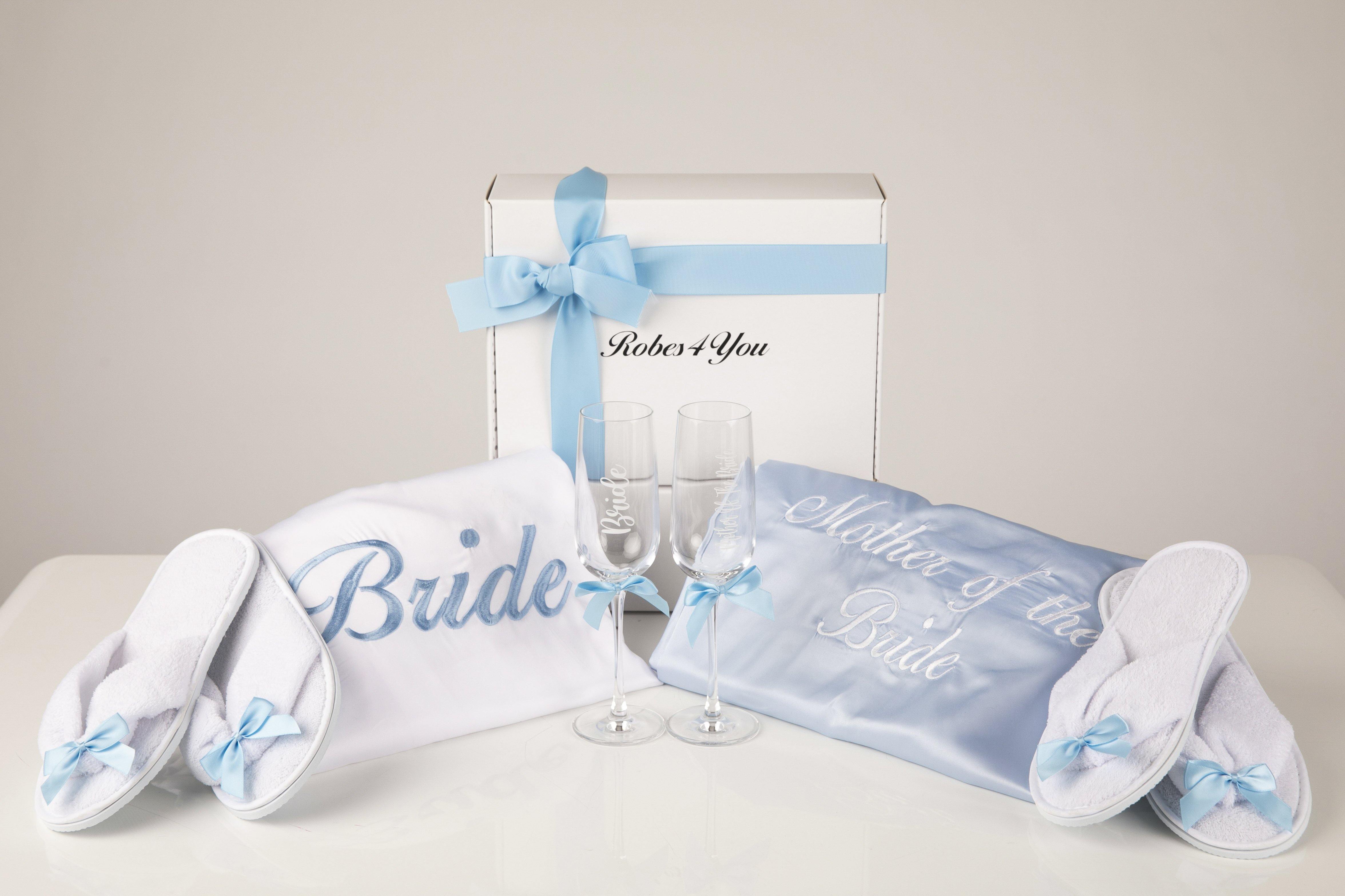 Personalised baby blue satin bridal robes -Ireland -robes4you