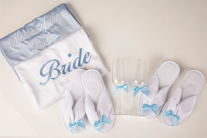 Baby blue satin bridal robes-robes4you 