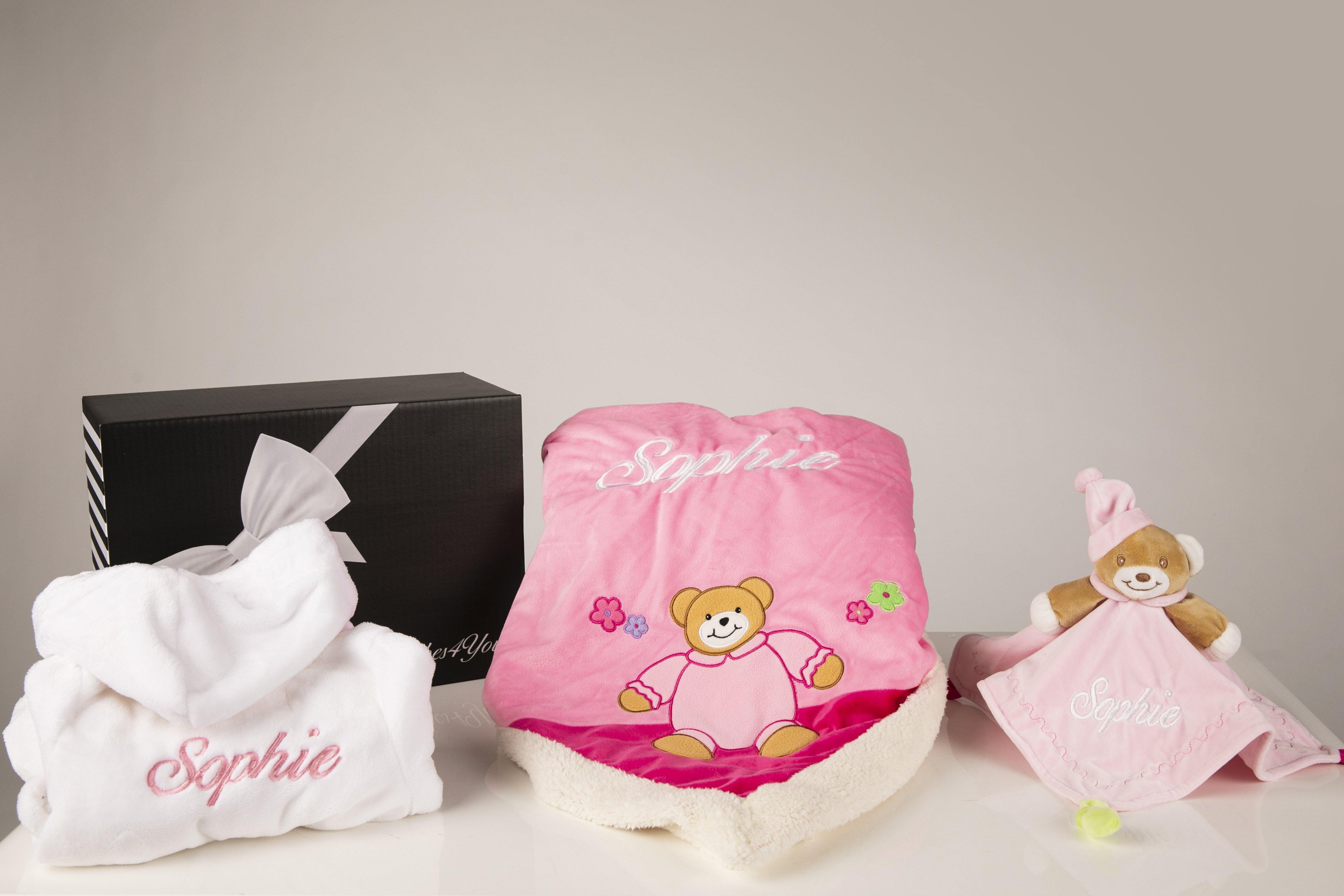 White Baby Robe Baby White Robe embroidered with blanket & comforter and gift box ...
