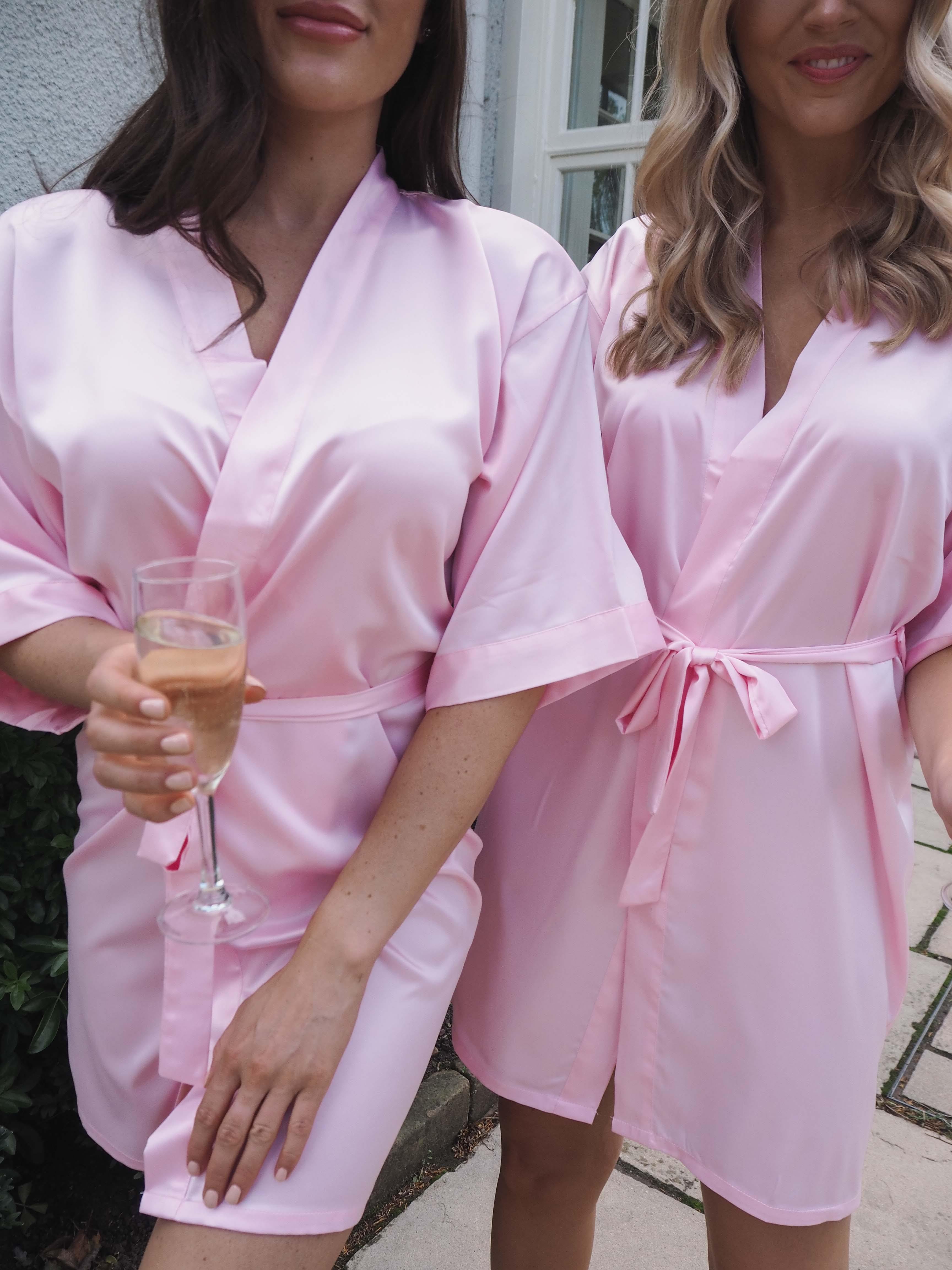 Baby pink satin robe-personalised robe-Robes4you 