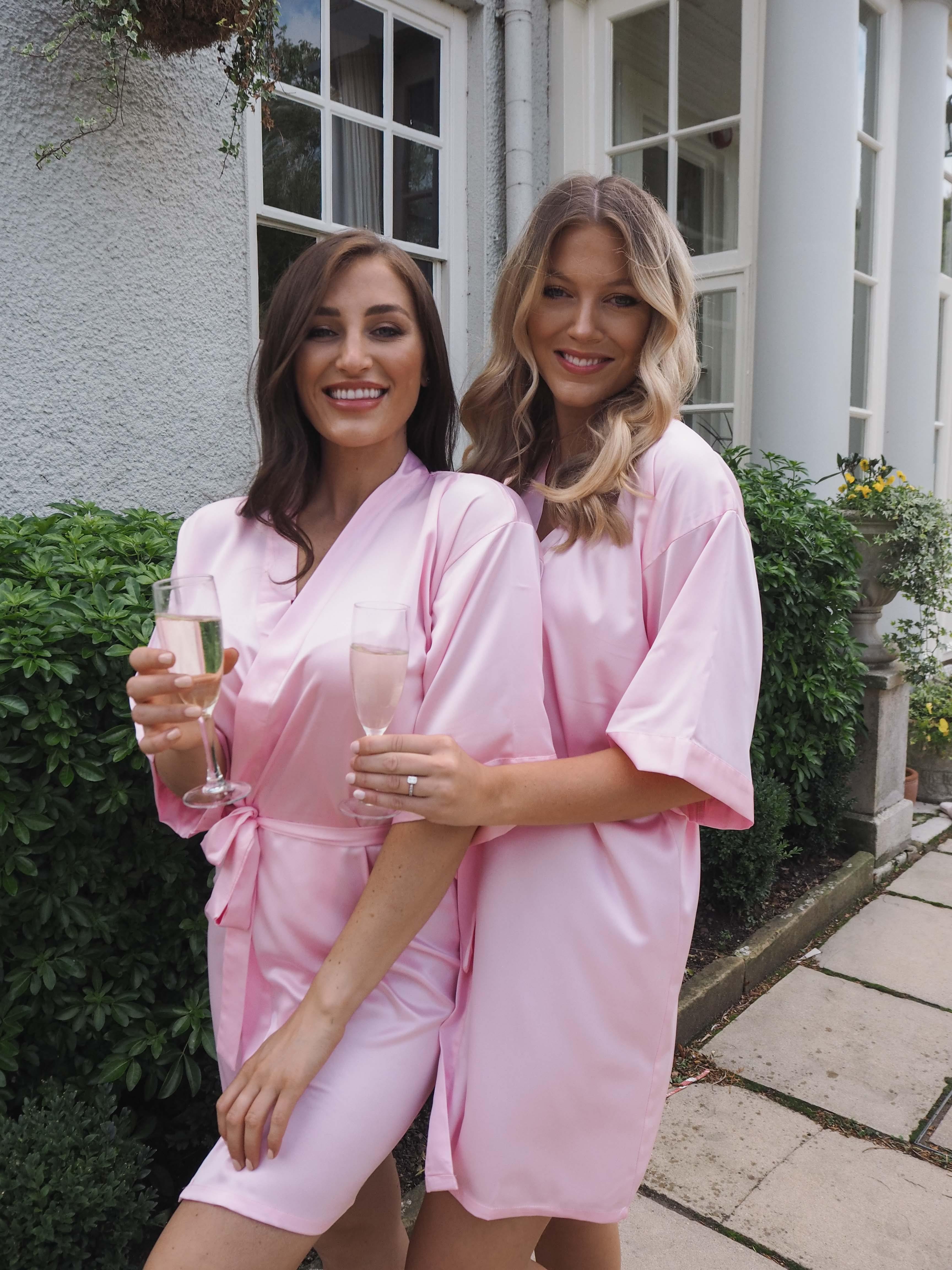 Baby pink silk bridesmaid robes -Robes4you 