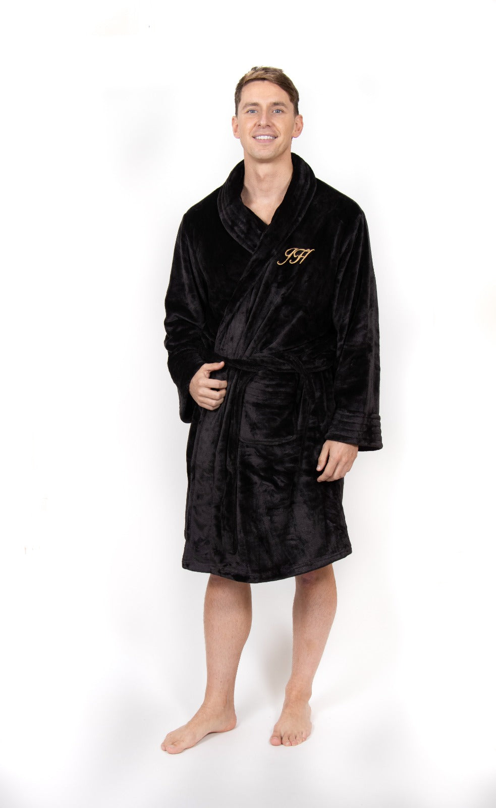 Luxurious Fluffy Black Mens Robe