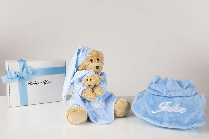 Baby Boy Gift set - Personalised robe and teddy-Robes 4 You