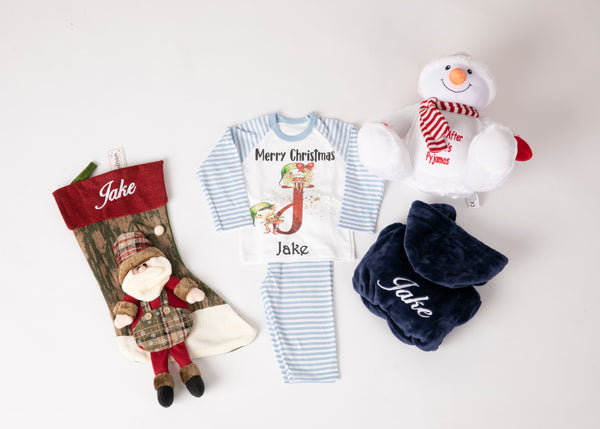 Christmas children's hamper, robe ,pyjamas , Christmas stocking and Pyjamas holder with gift box