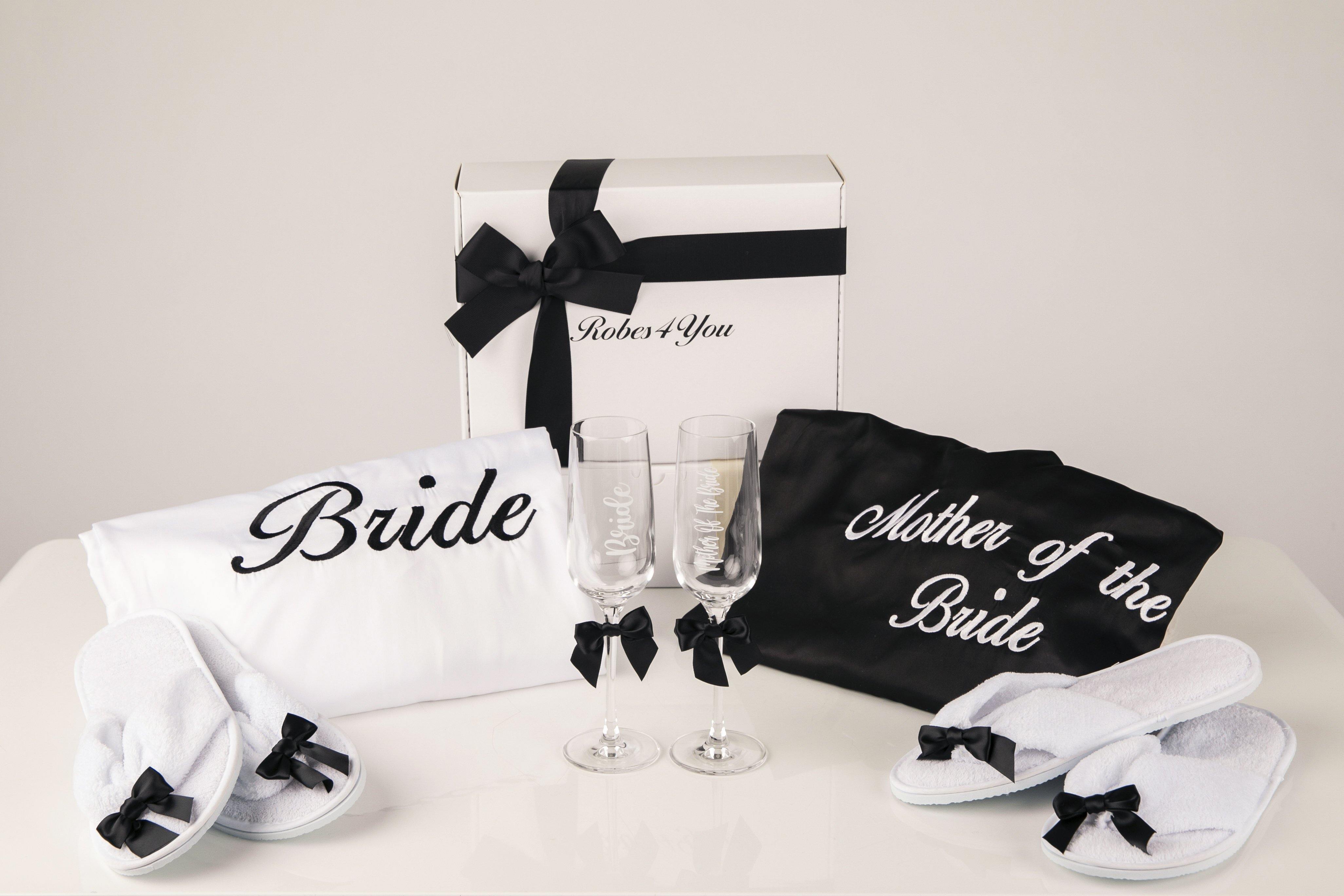 Black and white personalised bridal robes-robes4you 