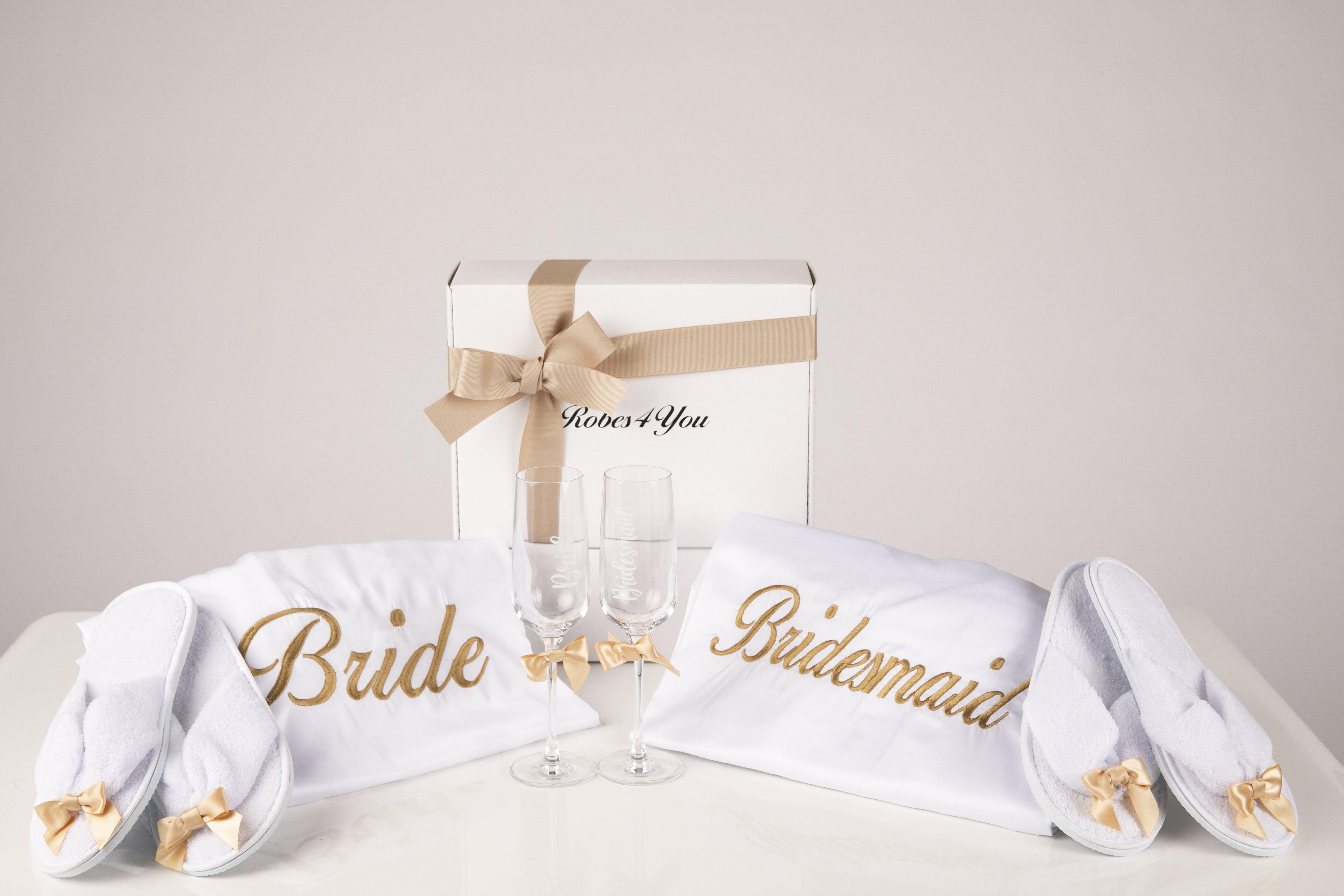 Personalised white satin bridal robes-Robes4you 