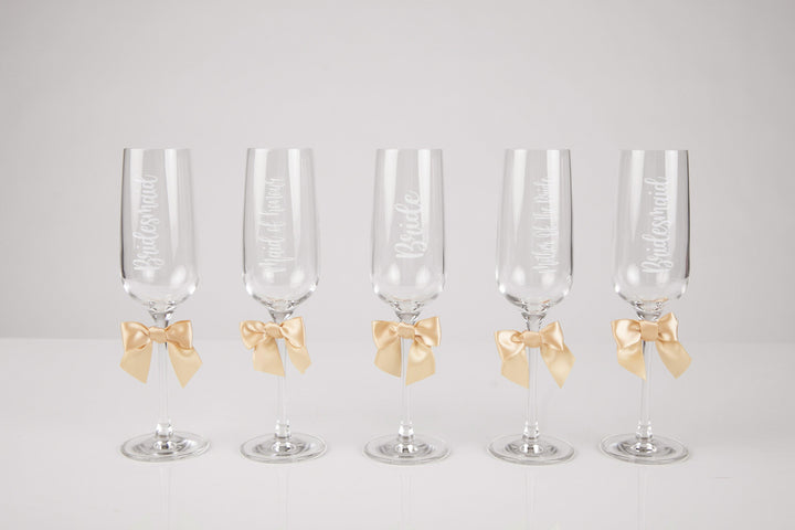 Personalised champagne bridesmaid flutes -robes4you 