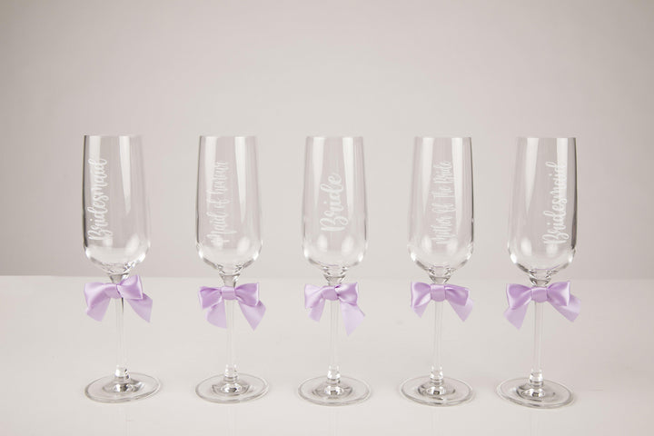 Personalised Lilac bridesmaid flutes -robes4you 