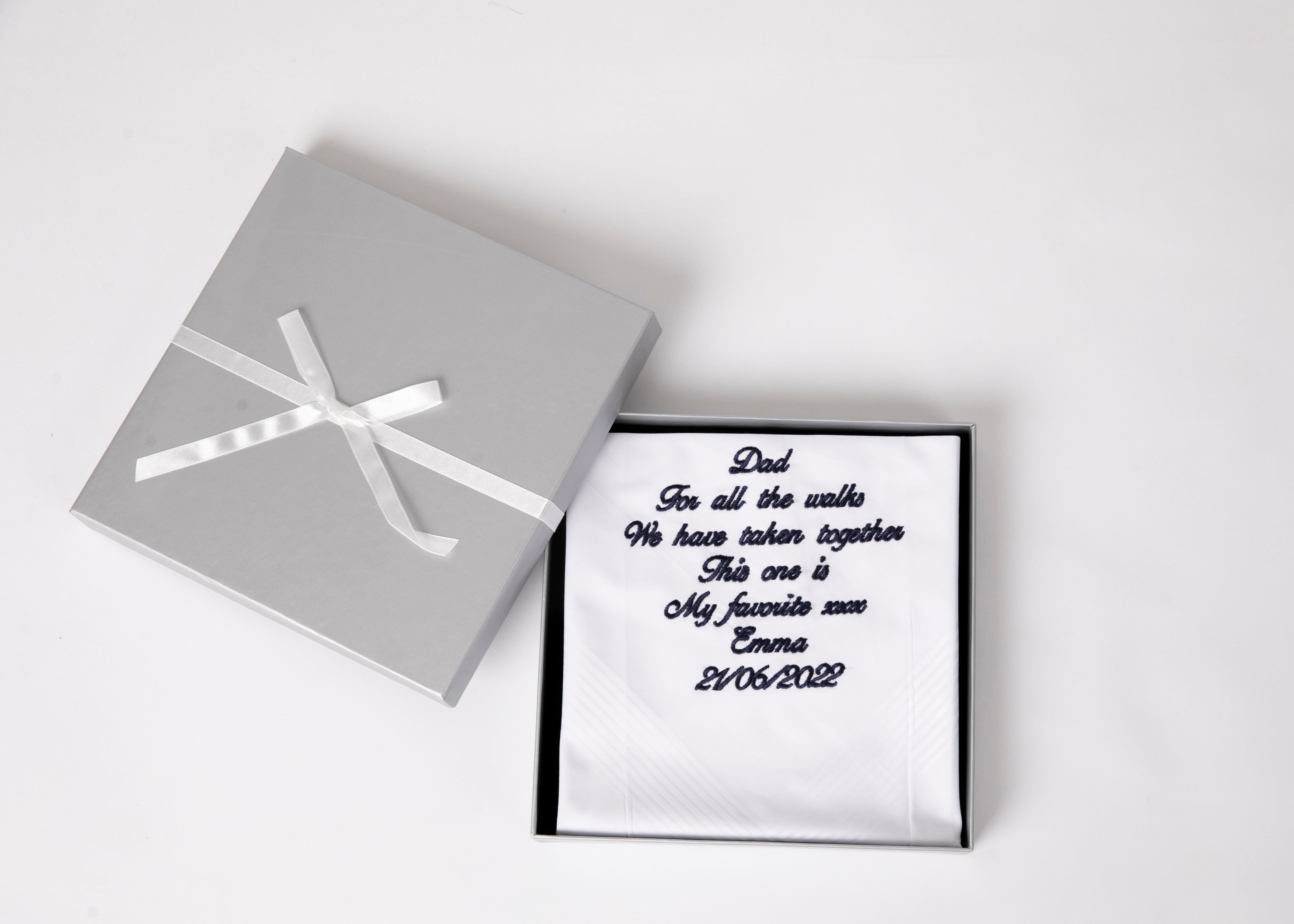 Embroidered Father of the bride Handkerchief presented in a gift box