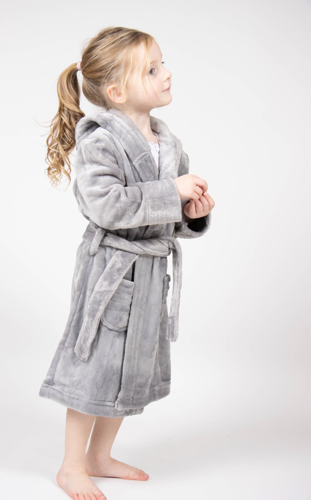 Children's Personalised Grey Hooded Robe