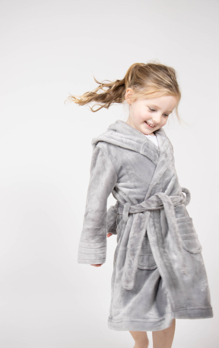 Children's Personalised Grey Fluffy Hooded Robe- Robes4you Robes 4 You Children's Personalised Grey Fluffy Hooded Robe- Robes4you Robes 4 You