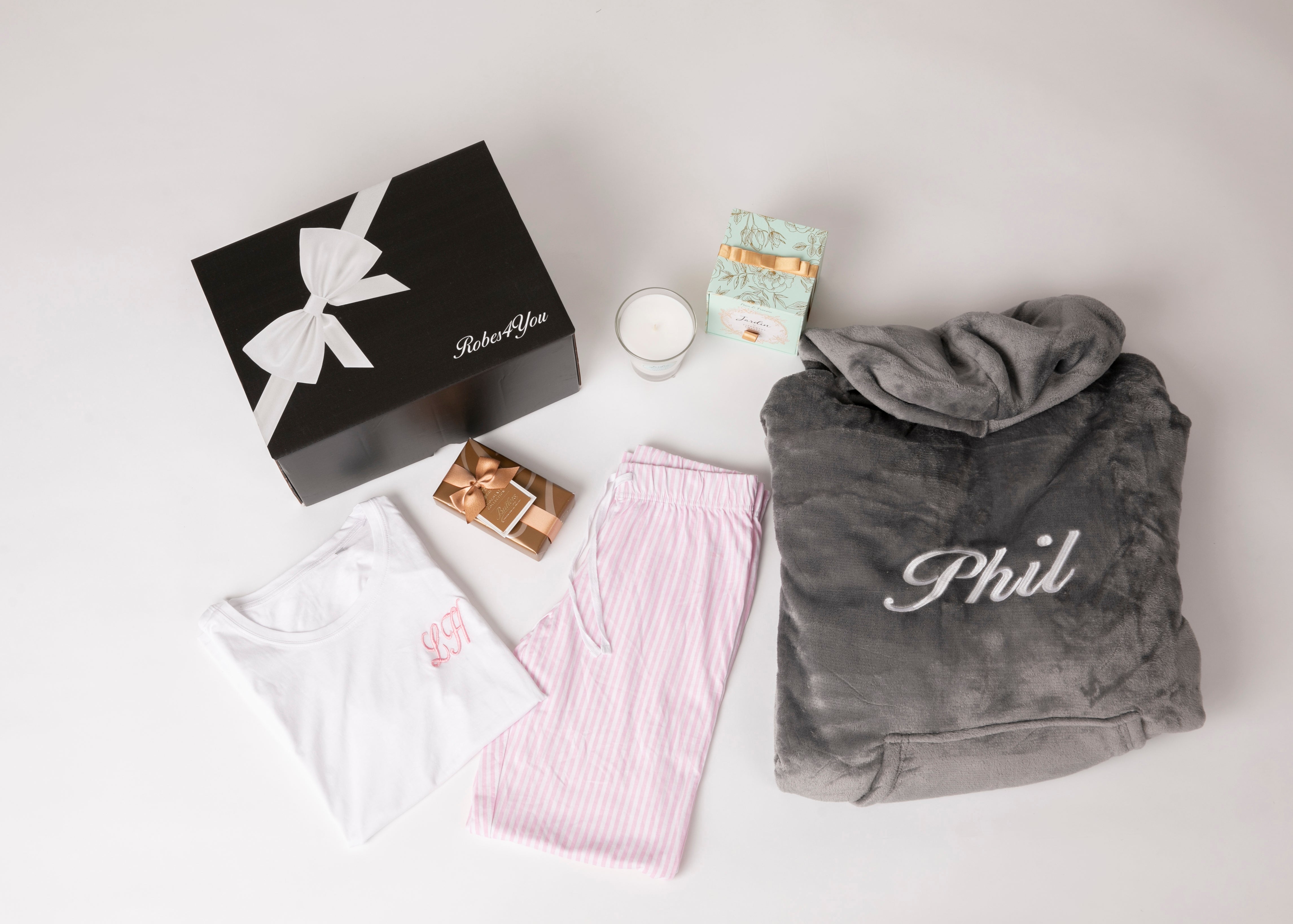 Luxurious Soft fluffy  Oversized Hoodie ladies Hamper with Cotton long pyjamas ,Chocolates & Candle  , in a gift box