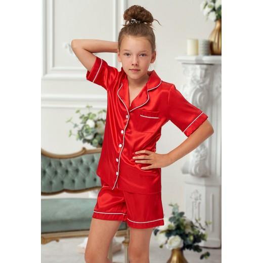 Childrens Red Satin pjs - Robes 4 You