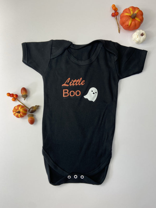 Little Boo Halloween black baby vest