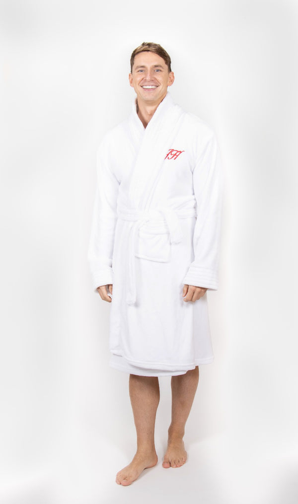 Luxurious Fluffy White Mens Robe