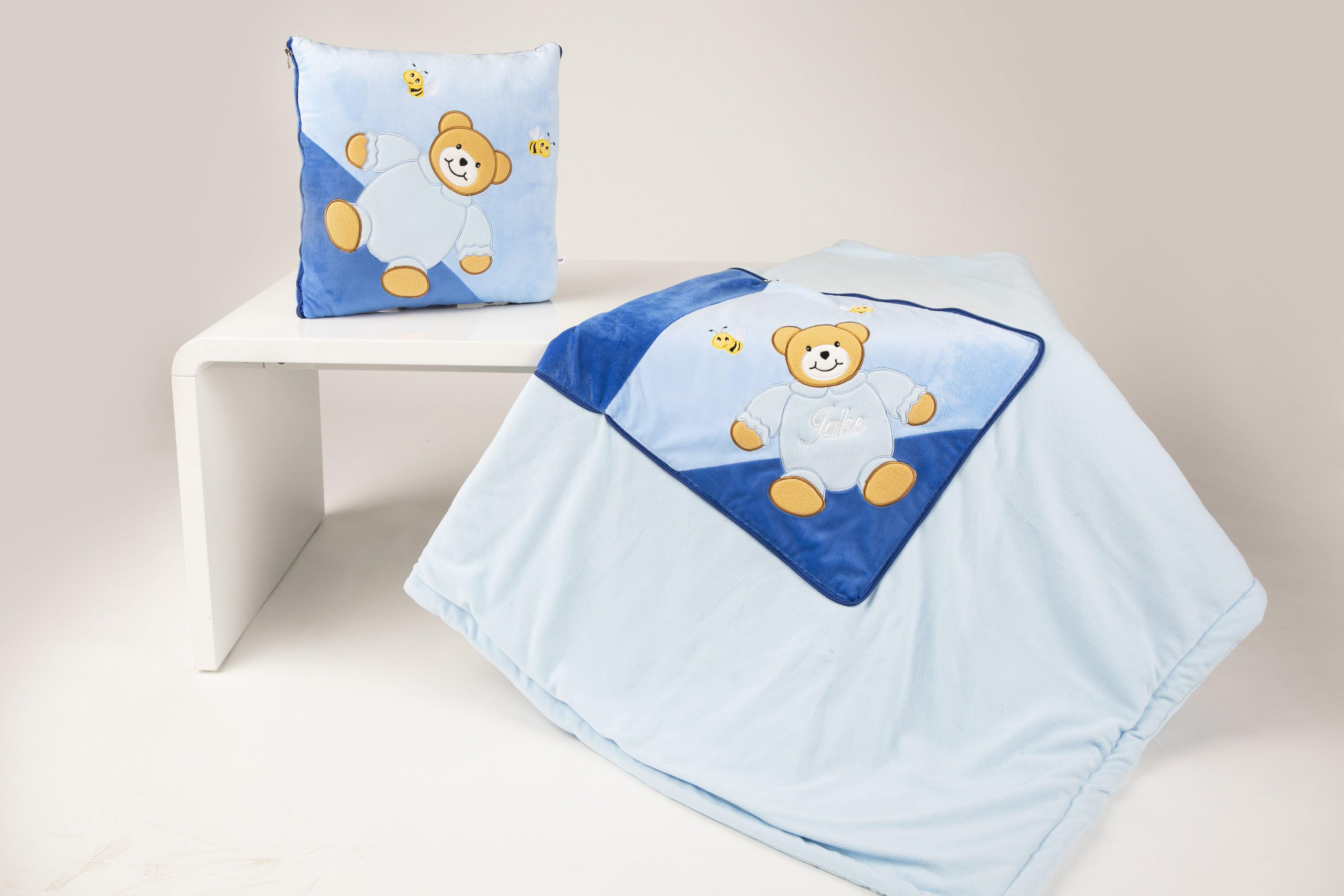 Quillow - Pillow -Boys Cot Blanket Personalised. - Robes 4 You
