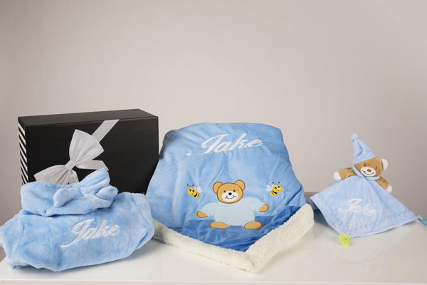 Baby Blue Robe embroidered with blanket & comforter and gift box - Robes 4 You