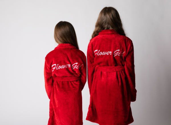 Red Fluffy Flower Girl Robes