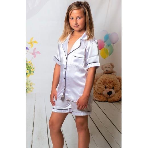 Short satin Communion or  Confirmation  Pjs with floral wreath - Robes 4 You