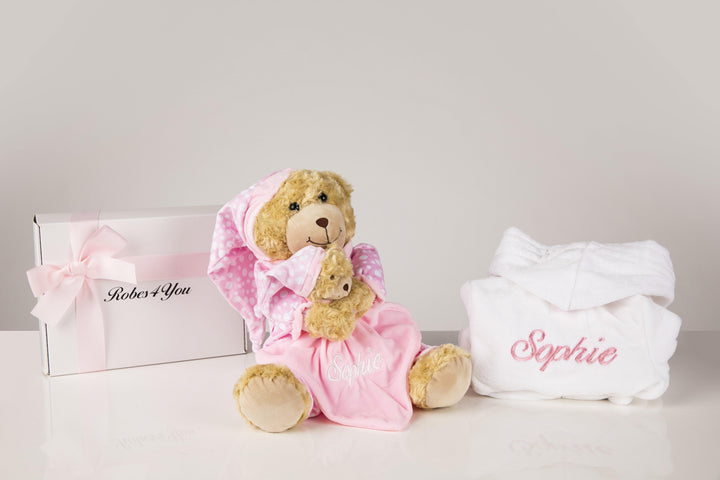 Baby girl gift set with white robe - Robes 4 You