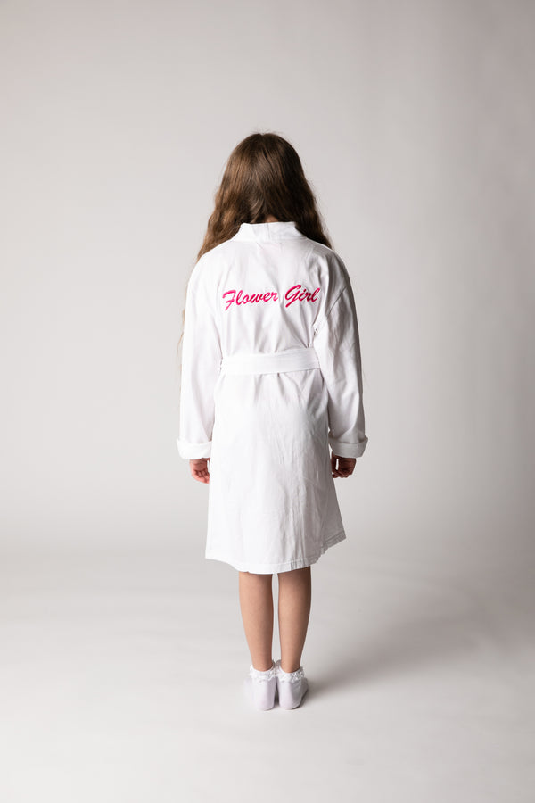 White Cotton  Flower Girls Robe