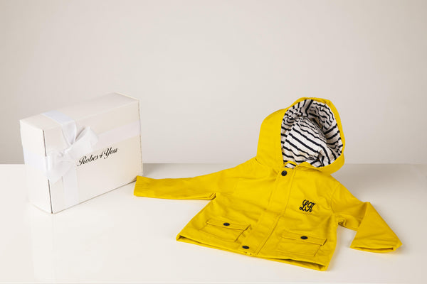 Monogrammed Yellow Rain Coat - Robes 4 You